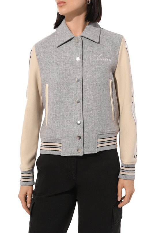 Шерстяной бомбер Amiri AW0UVY1008 Серый  AW0UVY1008 Фото 3