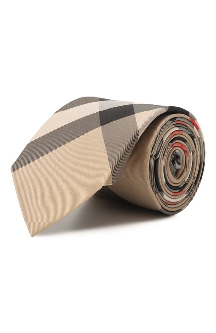 Мужской шелковый галстук BURBERRY бежевого цвета, арт. 8013818 | Фото 1 (Материал сплава: Проставлено; Материал: Текстиль, Шелк; Нос: Не проставлено)