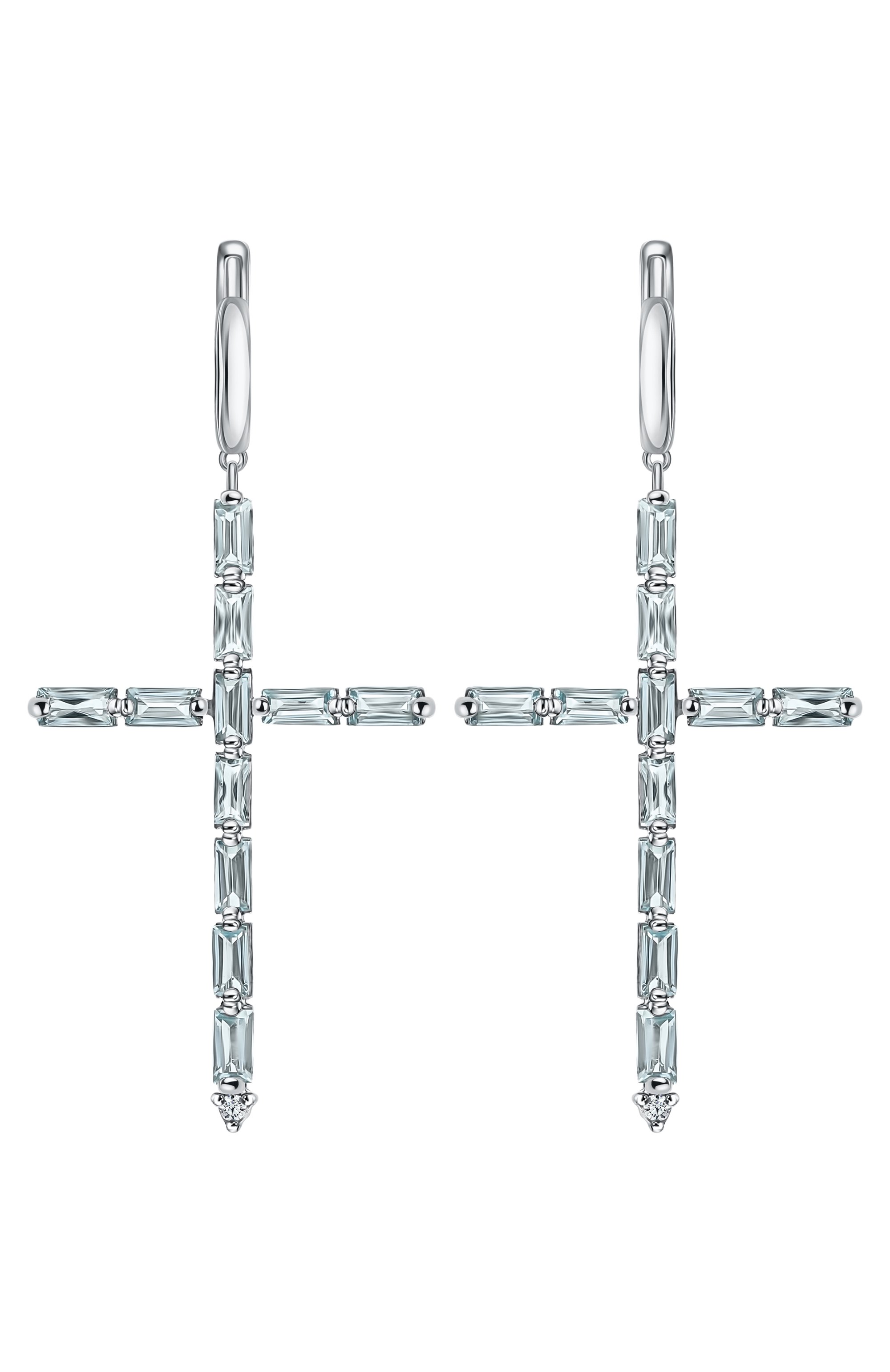 Серьги-кресты с голубым топазом MOONKA голубого цвета по цене 25500 руб., арт. ec-erc-tpz, фото 1 Серьги-кресты с голубым топазом MOONKA, арт. ec-erc-tpz, фото 1