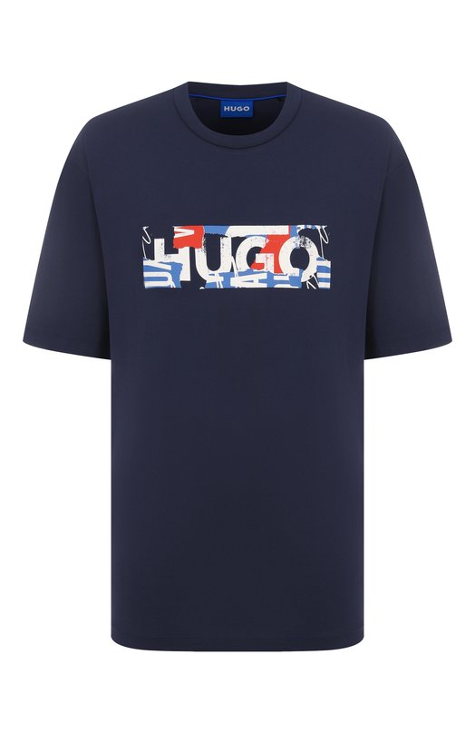Хлопковая футболка HUGO Blue 50543485 Синий 50543485