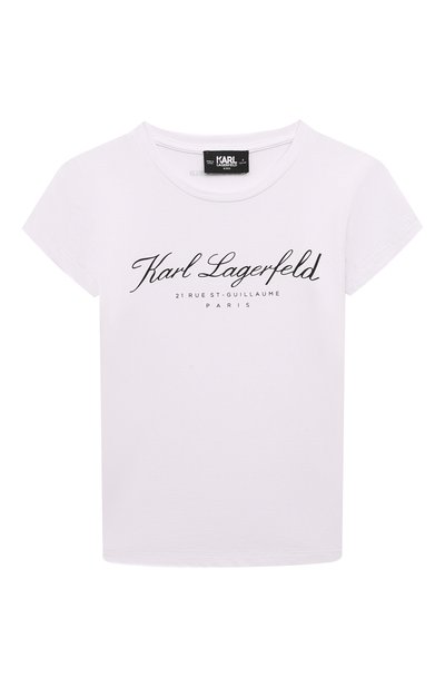 Хлопковая футболка KARL LAGERFELD KIDS, арт. Z30107