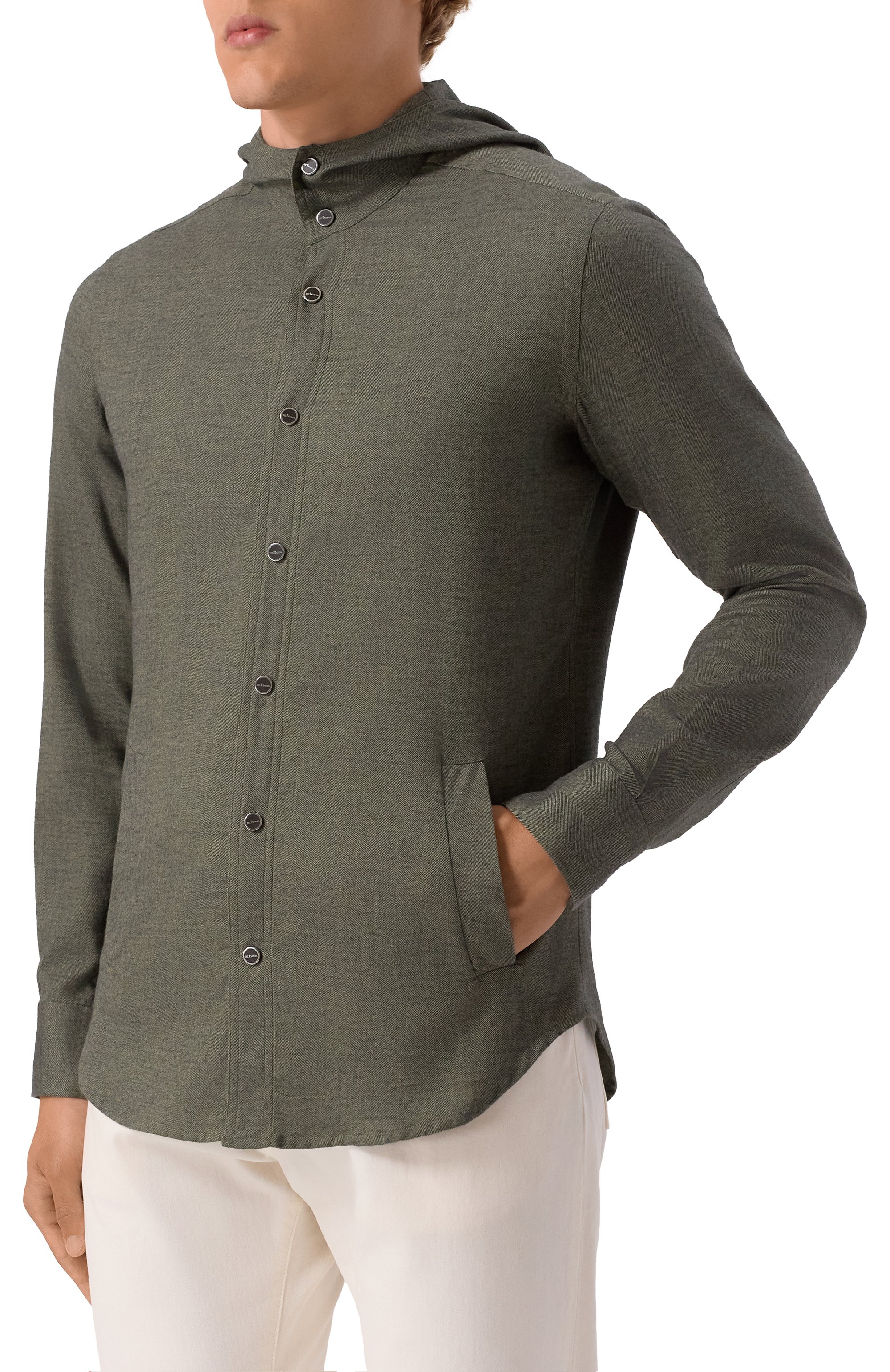 Рубашка из хлопка и лиоцелла KITON хаки цвета по цене 122000 руб., арт. UMCMARH0944007, фото 3 Рубашка из хлопка и лиоцелла KITON, арт. UMCMARH0944007, фото 3