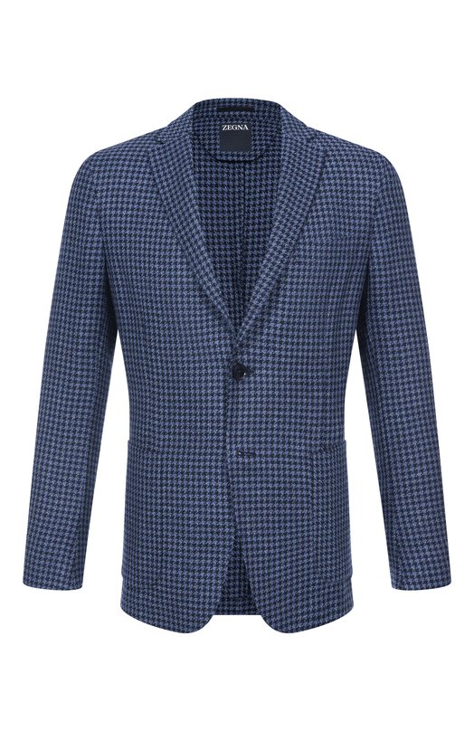 Пиджак из шелка и шерсти Zegna 1D7SG0/949703A9 Синий 1D7SG0/949703A9