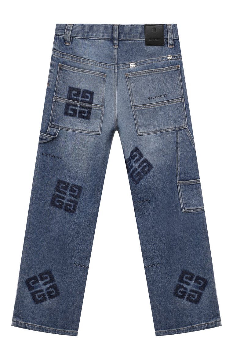 Детские джинсы GIVENCHY синего цвета, арт. H30125/6A-12A | Фото 2 (Нос: Не проставлено; Материал внешний: Хлопок; Материал сплава: Проставлено; Детали: Декор; Ростовка одежда: 5 лет | 110 см, 7 лет | 122 см, 9 лет | 134 см, 12 лет | 152 см)