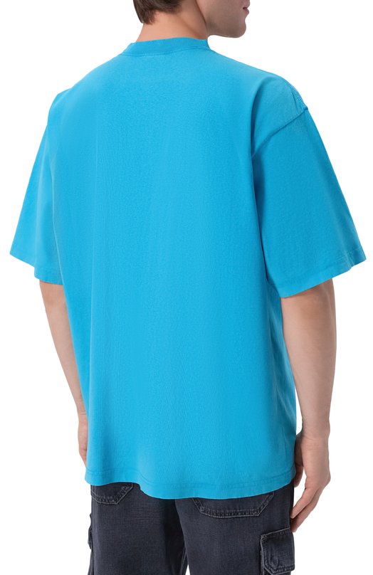 Хлопковая футболка Balenciaga 764235/TSVC9 Голубой  764235/TSVC9 Фото 4