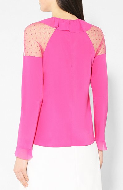 Шелковый топ REDVALENTINO фуксия цвета по цене 34550 руб., арт. RR3ABA50/KIW, фото 4 Шелковый топ REDVALENTINO, арт. RR3ABA50/KIW, фото 4