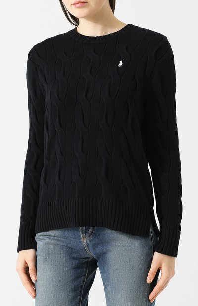 Хлопковый пуловер POLO RALPH LAUREN черного цвета по цене 17550 руб., арт. 211706244, фото 3 Хлопковый пуловер POLO RALPH LAUREN, арт. 211706244, фото 3