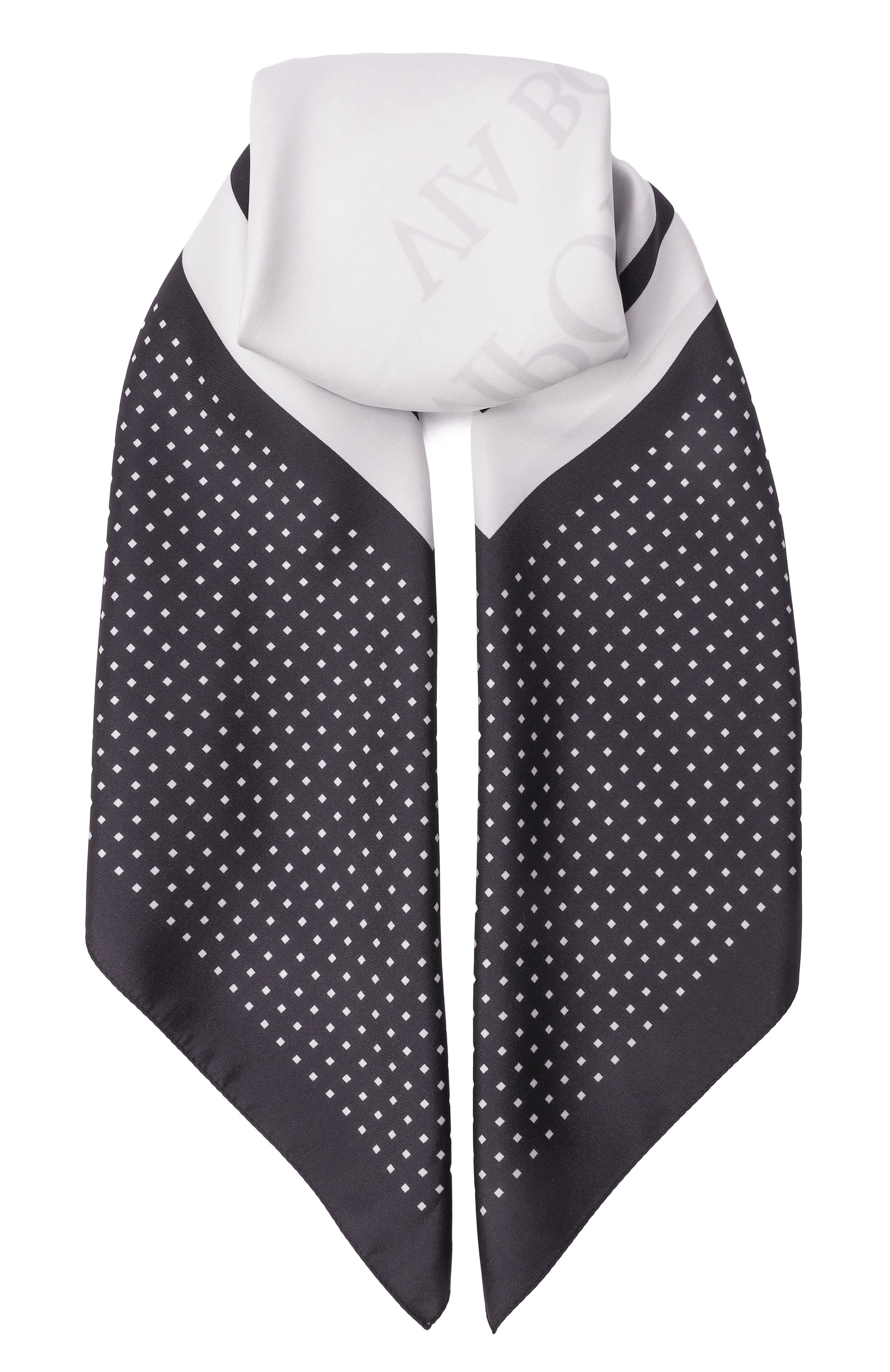 Шелковый платок EMPORIO ARMANI черно-белого цвета по цене 27250 руб., арт. EW002440/AF18394/MC09E, фото 1 Шелковый платок EMPORIO ARMANI, арт. EW002440/AF18394/MC09E, фото 1