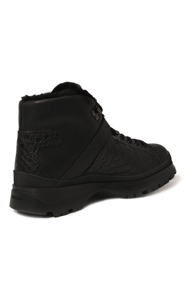 Ботинки с отделкой из кожи каймана PRADA, арт. 2TE158-3L2N-F0002-A000, фото 5