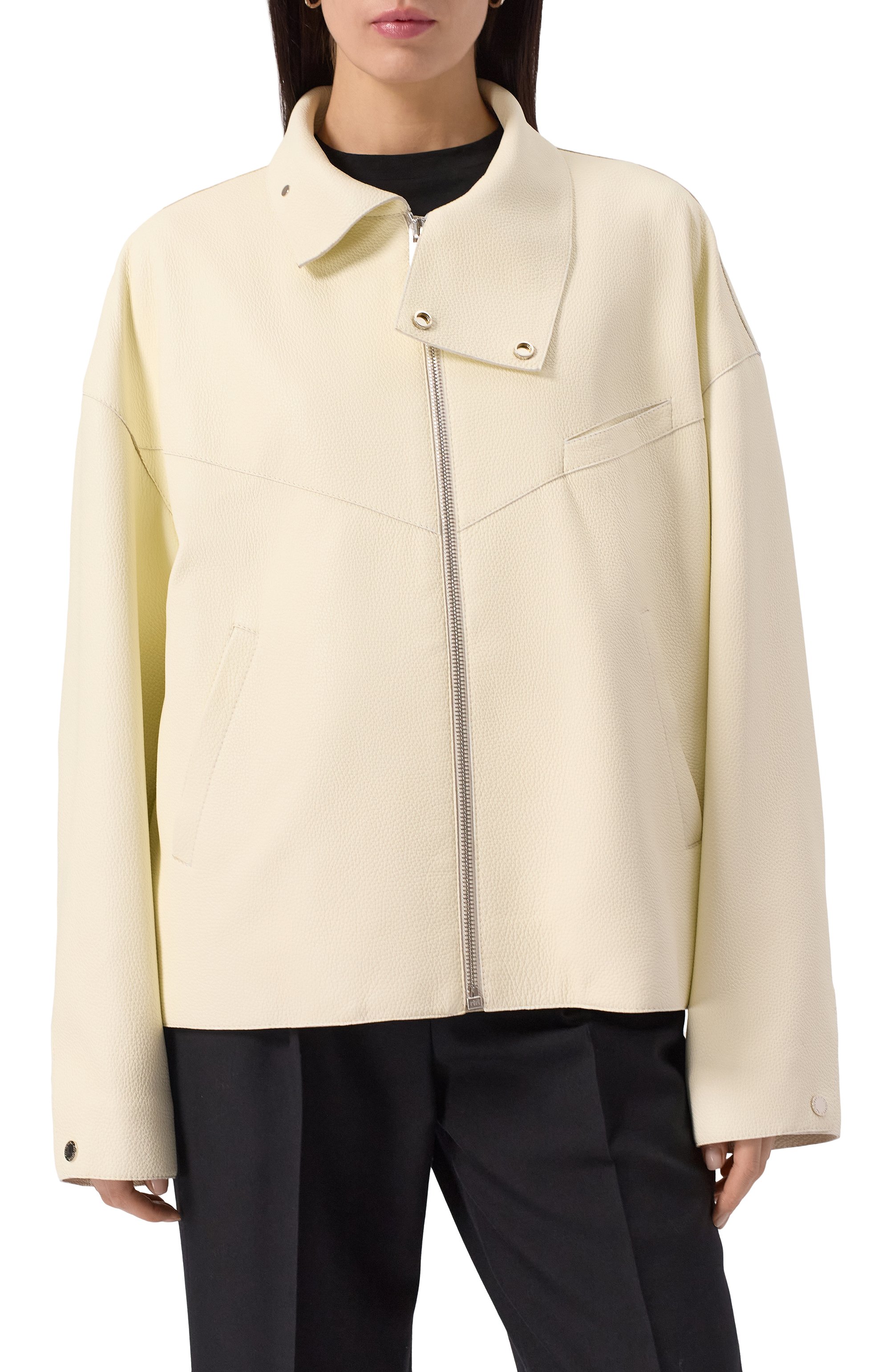 Кожаная куртка MASLOV кремового цвета по цене 286000 руб., арт. Z017, фото 3 Кожаная куртка MASLOV, арт. Z017, фото 3