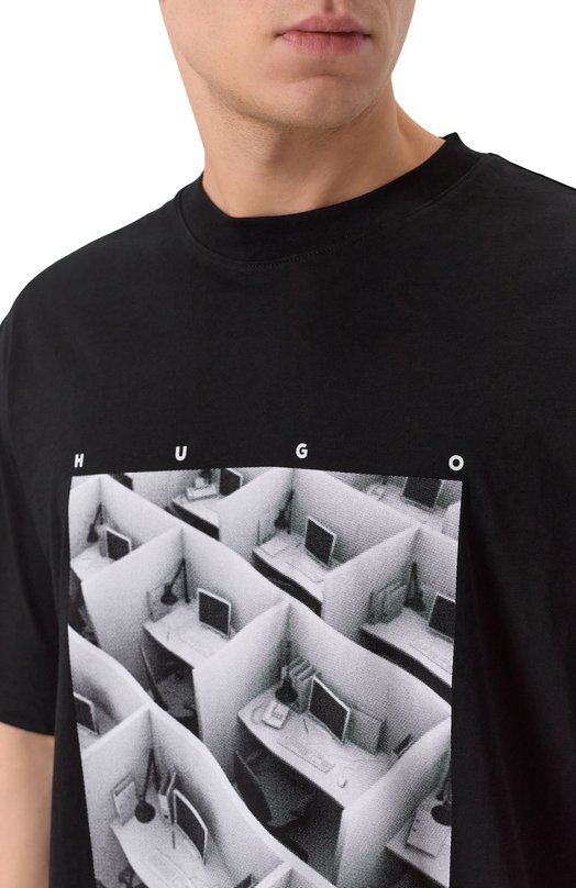 Хлопковая футболка HUGO 50553330 Чёрный  50553330 Фото 5