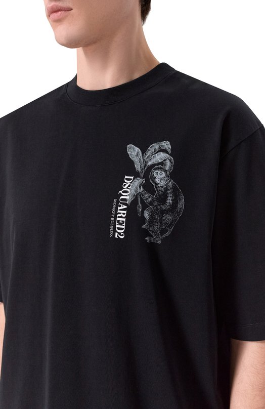 Хлопковая футболка Dsquared2 S74GD1546/D20106 Чёрный  S74GD1546/D20106 Фото 5