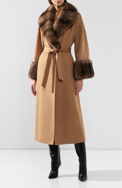 Пальто с меховой отделкой KITON, арт. D48613K02403, фото 3