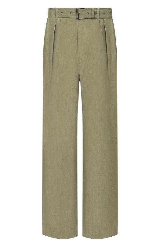 Брюки изо льна и вискозы Dries Van Noten 020952/3237 Зелёный 020952/3237