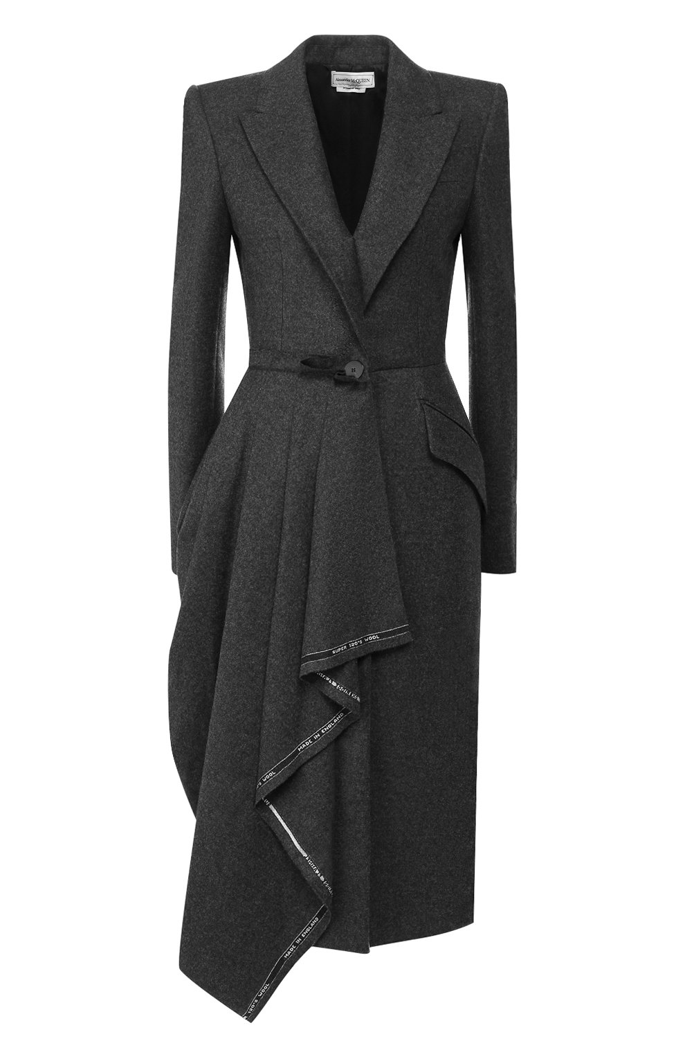 Шерстяное пальто ALEXANDER MCQUEEN темно-серого цвета по цене 323500 руб., арт. 594017/QJAAN, фото 1 Шерстяное пальто ALEXANDER MCQUEEN, арт. 594017/QJAAN, фото 1