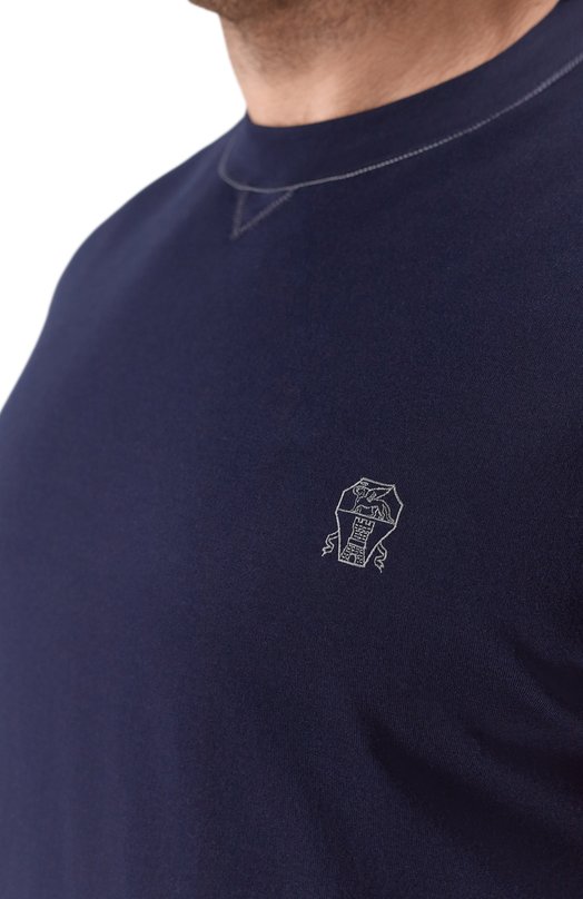 Хлопковая футболка Brunello Cucinelli M0B131328G Синий  M0B131328G Фото 5