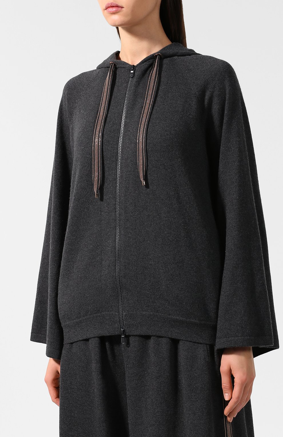 Кашемировый кардиган с капюшоном BRUNELLO CUCINELLI темно-серого цвета по цене 399500 руб., арт. M12146706, фото 3 Кашемировый кардиган с капюшоном BRUNELLO CUCINELLI, арт. M12146706, фото 3