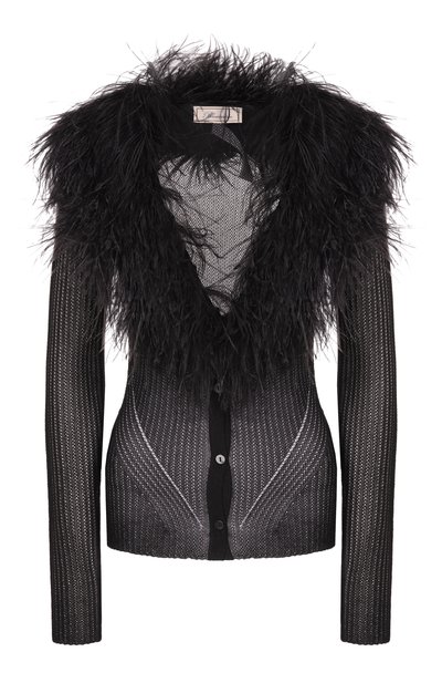 Женский кардиган с отделкой перьями страуса BLUMARINE, арт. 2M659A