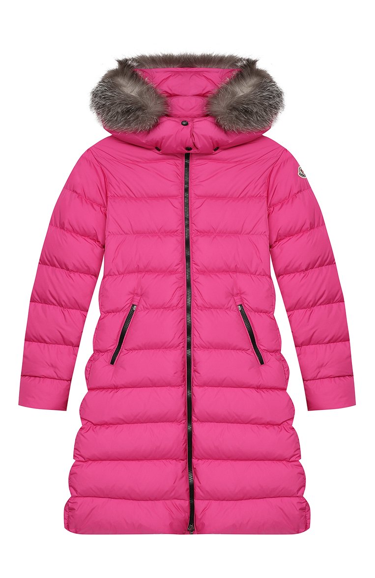 Детская пуховик с капюшоном MONCLER ENFANT фуксия цвета, арт. E2-954-49921-25-68352/12-14A | Фото 1 (Материал утеплителя: Пух и перо; Статус проверки: Проверена категория, Проверено; Материал внешний: Синтетический материал; Материал подклада: Синтетический материал; Рукава: Длинные; Девочки Кросс-КТ: Пуховик-верхняя одежда; Кросс-КТ: Зима; Материал сплава: Проставлено, Проверено; Драгоценные камни: Проставлено)