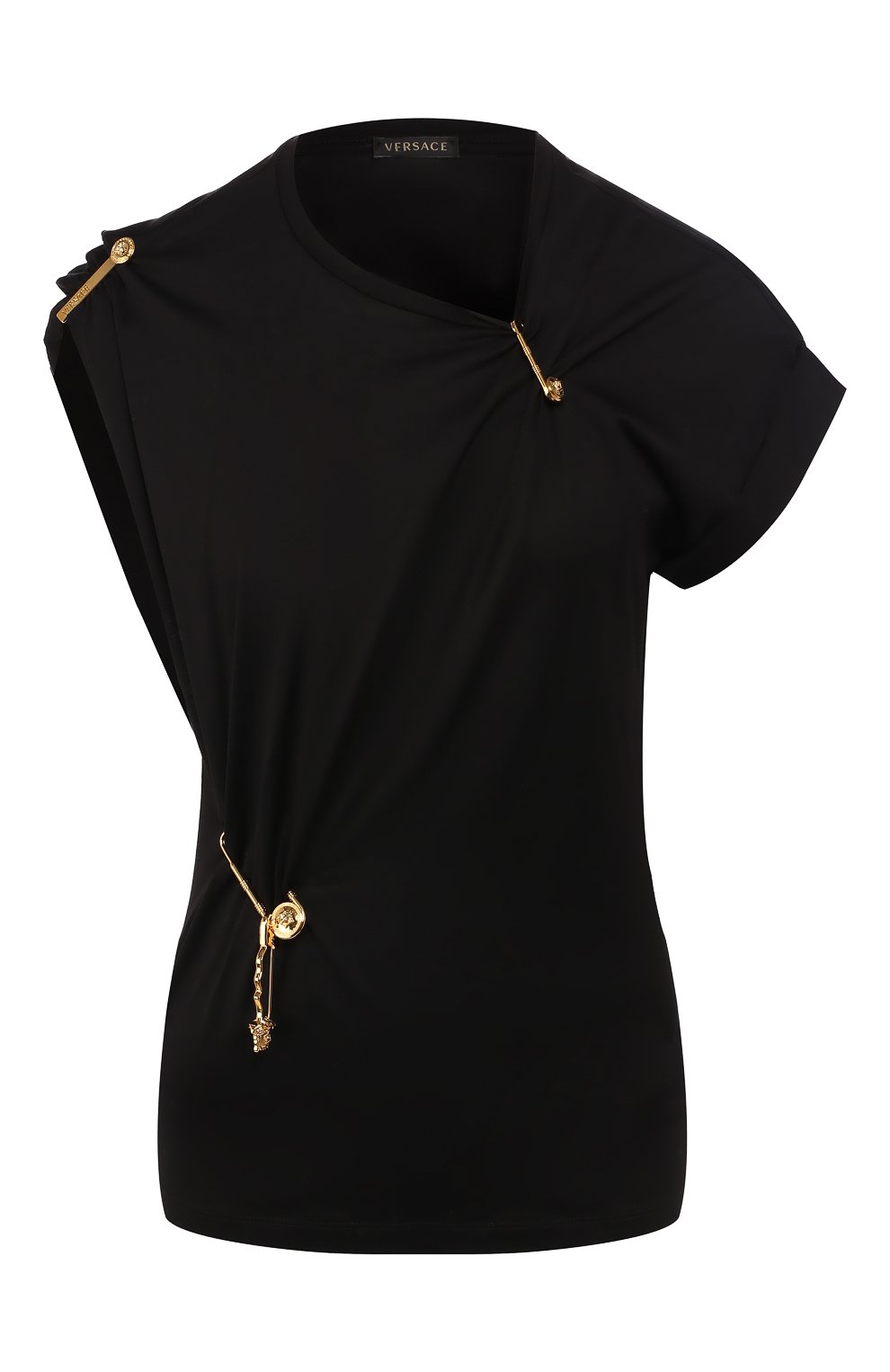 Хлопковая футболка VERSACE черного цвета по цене 59950 руб., арт. A83860/A201952, фото 1 Хлопковая футболка VERSACE, арт. A83860/A201952, фото 1