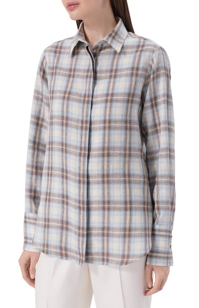 Льняная рубашка KITON голубого цвета по цене 112000 руб., арт. D54410H09641, фото 3 Льняная рубашка KITON, арт. D54410H09641, фото 3