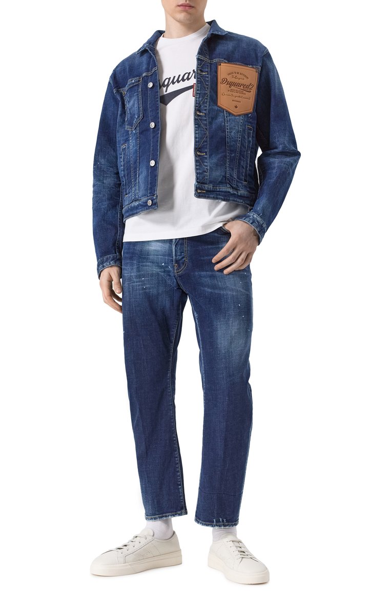 Мужская хлопковая футболка DSQUARED2 белого цвета, арт. S74GD1394/D20020 | Фото 2 (Длина (для топов): Стандартные; Рукава: Короткие; Принт: С принтом; Стили: Кэжуэл; Материал внешний: Хлопок; Мужское Кросс-КТ: Футболка-одежда; Кросс-КТ: Джерси)
