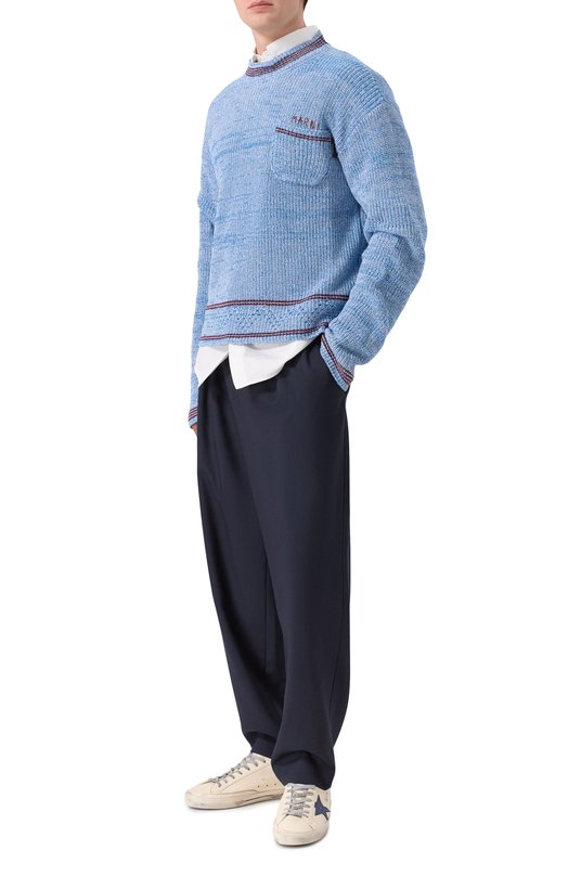 Хлопковый свитер Marni GCMG0483Q0/UFC601 Голубой  GCMG0483Q0/UFC601 Фото 2