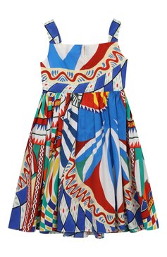 Детское хлопковый сарафан DOLCE & GABBANA разноцветного цвета, арт. L53DN2/G7J9H/2-6 | Фото 2 (Драгоценные камни: Проставлено; Материал внешний: Хлопок; Материал сплава: Проставлено; Девочки Кросс-КТ: Сарафан-одежда; Рукава: Без рукавов, На бретелях)