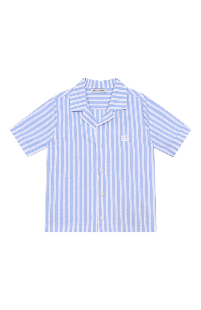 Детский хлопковая рубашка DOLCE & GABBANA голубого цвета, арт. L14S27/FR50R | Фото 1 (Нос: Не проставлено; Материал внешний: Хлопок; Кросс-КТ НВ: Рубашка; Ростовка одежда: 12 мес | 80 см, 18 мес | 86 см, 3 мес | 62 см, 6 мес | 68 см, 24 мес | 92 см, 9 мес | 74 см)