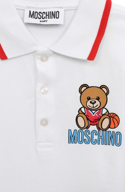 Хлопковое поло MOSCHINO белого цвета по цене 10800 руб., арт. MRM01P/LFA01, фото 3 Хлопковое поло MOSCHINO, арт. MRM01P/LFA01, фото 3