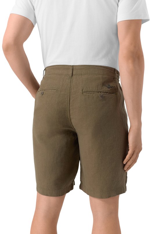 Льняные шорты Aeronautica Militare 251BE253CT3508 Хаки  251BE253CT3508 Фото 4