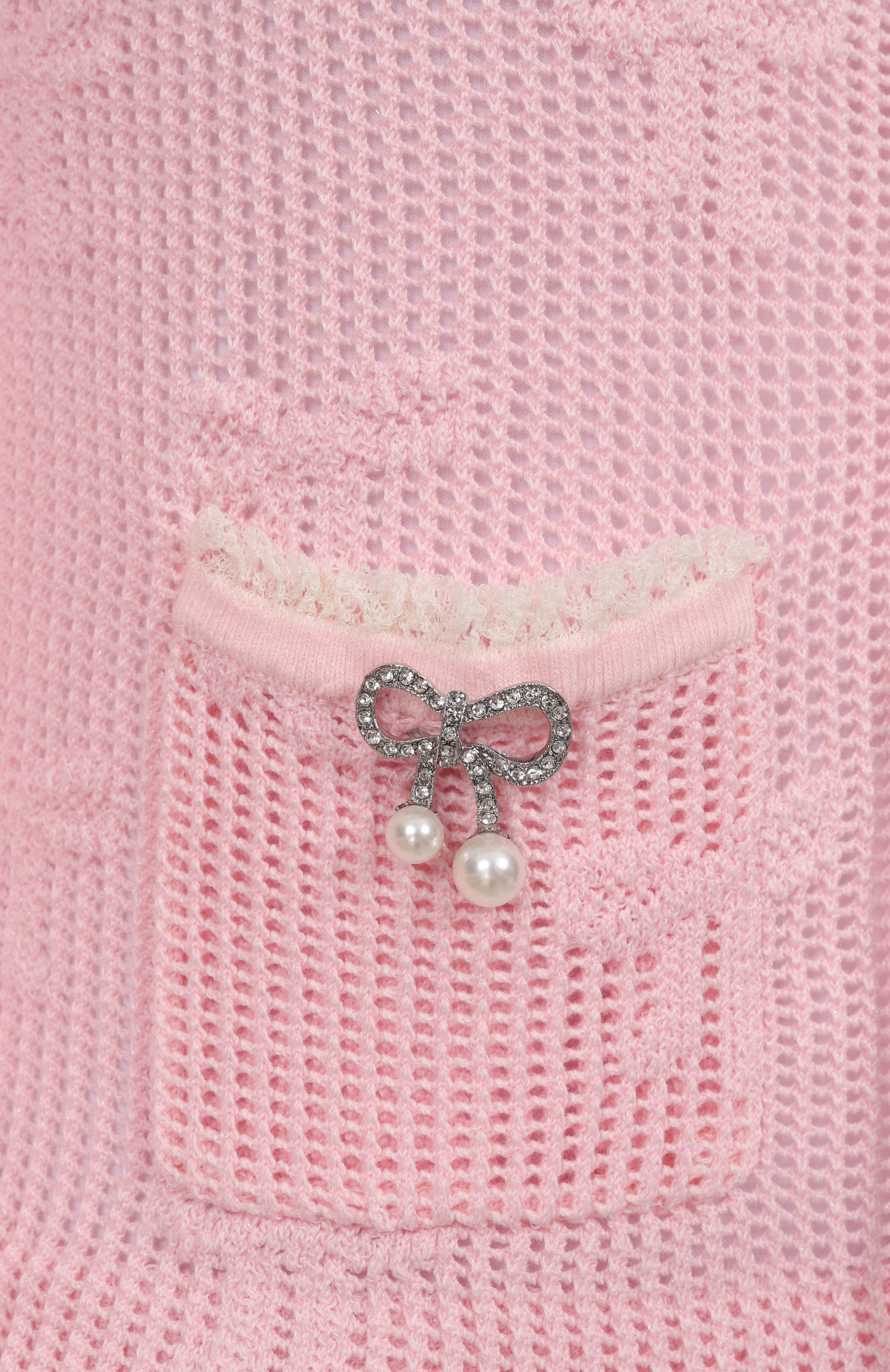 Хлопковый кардиган SELF-PORTRAIT розового цвета по цене 65350 руб., арт. SS25164CP, фото 7 Хлопковый кардиган SELF-PORTRAIT, арт. SS25164CP, фото 7