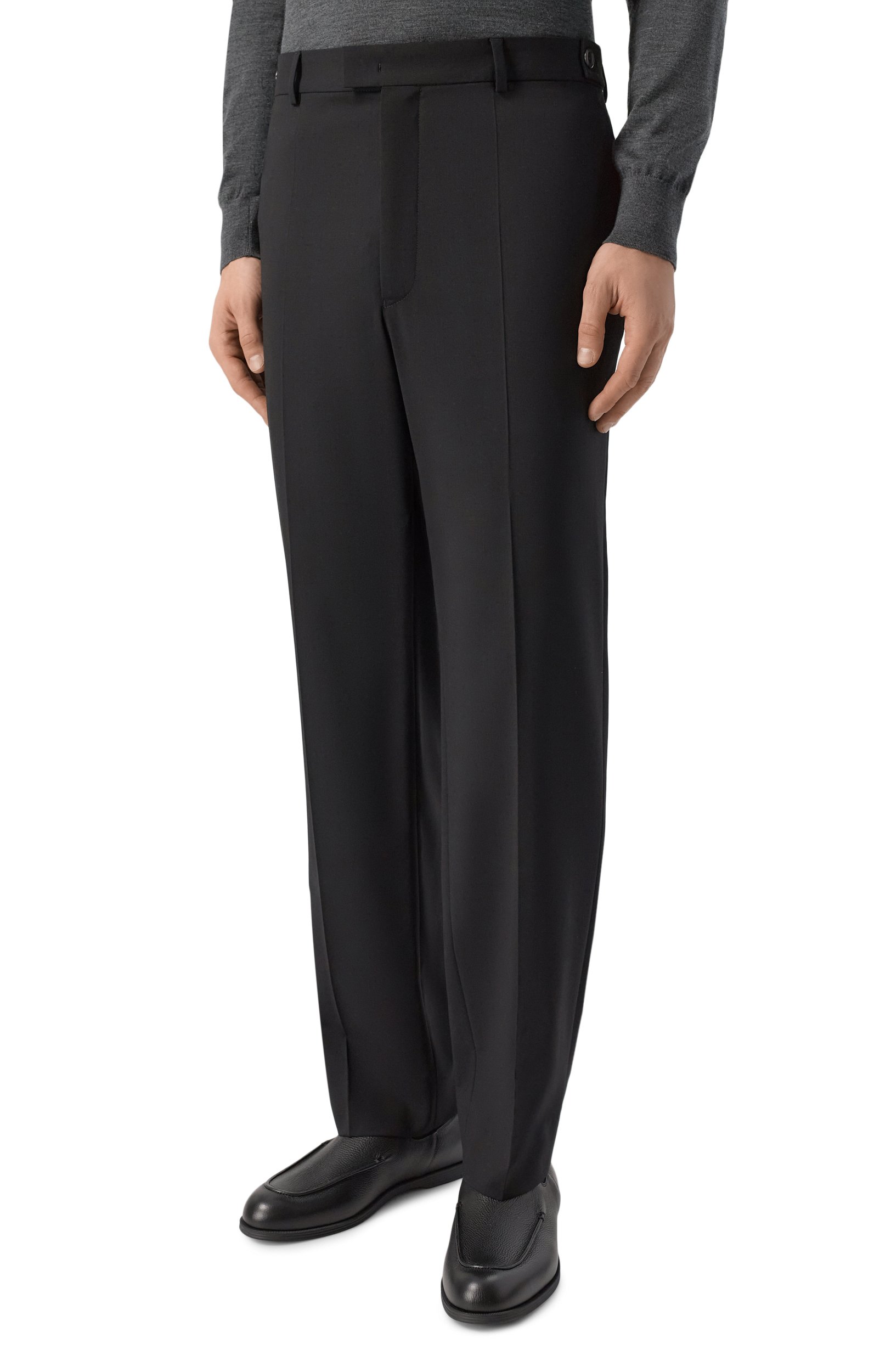 Шерстяные брюки EMPORIO ARMANI черного цвета по цене 52550 руб., арт. EM007124/TE19332, фото 3 Шерстяные брюки EMPORIO ARMANI, арт. EM007124/TE19332, фото 3