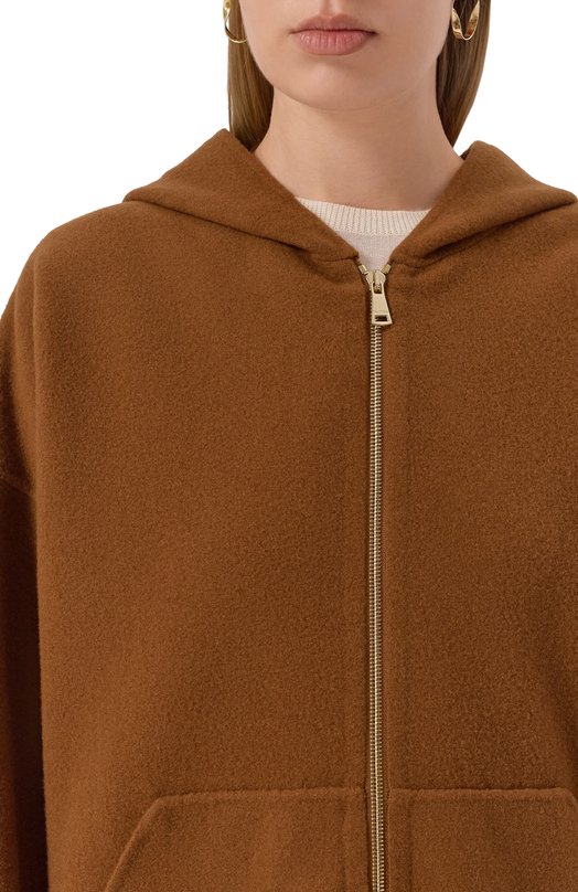 Полупальто из шерсти и кашемира Max Mara ETUANIA Коричневый  ETUANIA Фото 5
