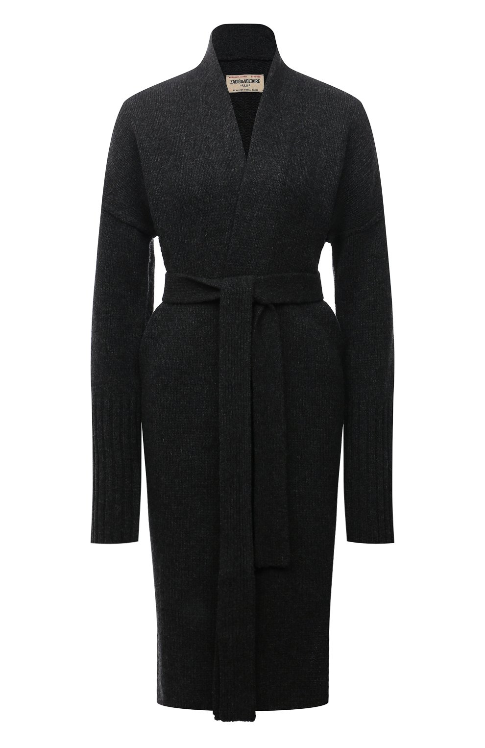 Шерстяной кардиган ZADIG AND VOLTAIRE темно-серого цвета по цене 72150 руб., арт. WKMZ2409F, фото 1 Шерстяной кардиган ZADIG AND VOLTAIRE, арт. WKMZ2409F, фото 1