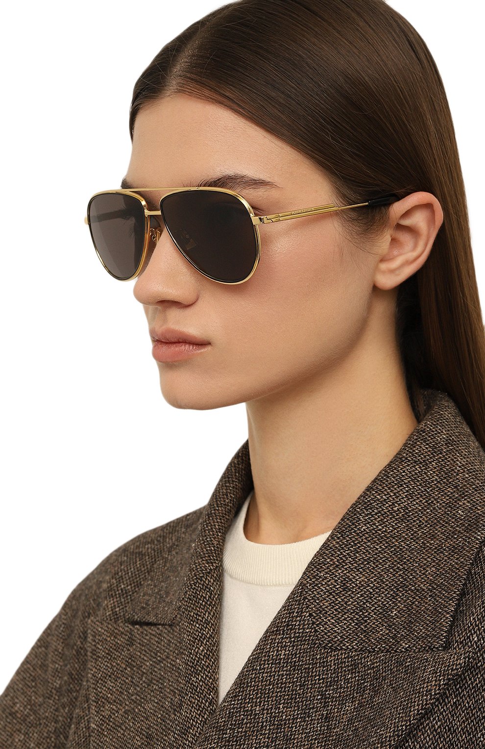 Солнцезащитные очки BOTTEGA VENETA золотого цвета по цене 47800 руб., арт. BV1240S 001, фото 2 Солнцезащитные очки BOTTEGA VENETA, арт. BV1240S 001, фото 2