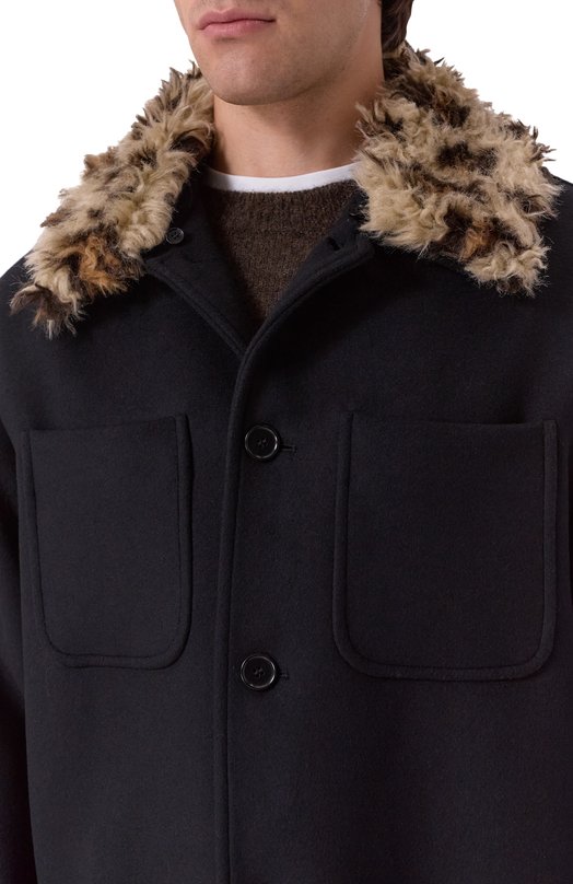 Шерстяное пальто MSGM 3940MH25/257603 Чёрный  3940MH25/257603 Фото 5