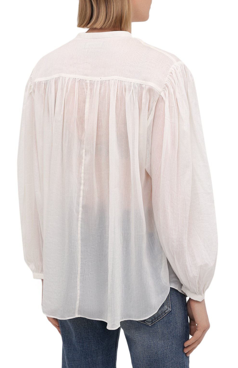 Хлопковая блузка ISABEL MARANT белого цвета по цене 64750 руб., арт. HT2066-21E025I/KILEDIA, фото 4 Хлопковая блузка ISABEL MARANT, арт. HT2066-21E025I/KILEDIA, фото 4