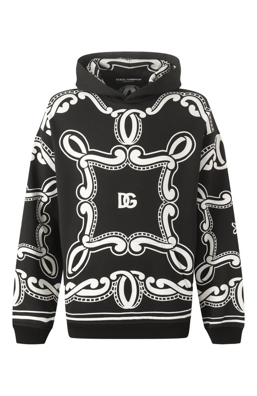 Хлопковое худи Dolce & Gabbana G9BKTT/II7FQ Чёрно-белый G9BKTT/II7FQ