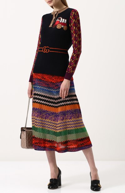 Приталенный пуловер из смеси шерсти и кашемира с круглым вырезом GUCCI, арт. 501364/X9P44, фото 2