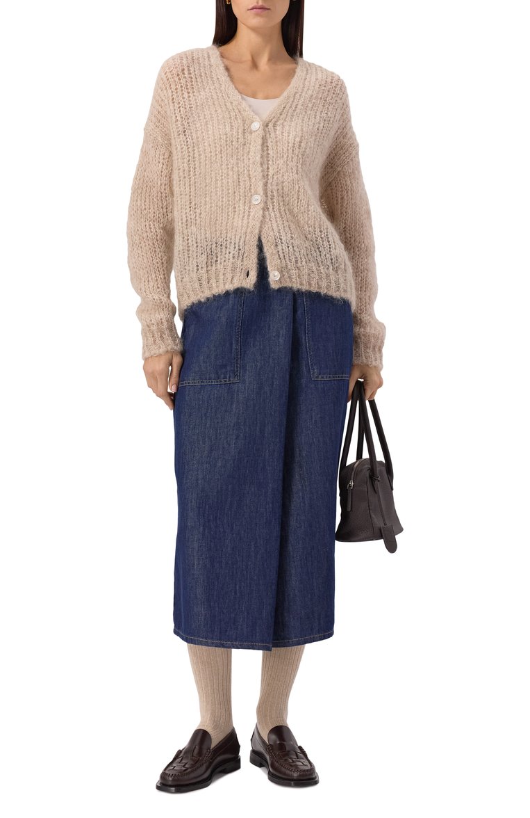 Женский шерстян�ой кардиган WEEKEND MAX MARA бежевого цвета, арт. P0NTIAC | Фото 2 (Длина (для топов): Стандартные; Рукава: Длинные; Материал внешний: Шерсть; Автоматизация ТО: Проставлено; Автоматизация состава: Проставлено; Стили: Кэжуэл; Женское Кросс-КТ: кардиган-трикотаж)