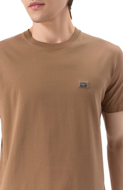 Хлопковая футболка DOLCE & GABBANA коричневого цвета по цене 61550 руб., арт. G8RN8T/G7N7A, фото 5 Хлопковая футболка DOLCE & GABBANA, арт. G8RN8T/G7N7A, фото 5