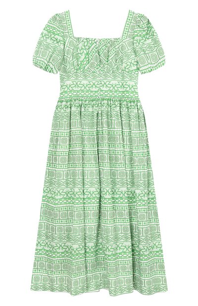 Хлопковое платье ELIE SAAB JUNIOR зеленого цвета по цене 89950 руб., арт. EFAB115 MX/TS1103, фото 2 Хлопковое платье ELIE SAAB JUNIOR, арт. EFAB115 MX/TS1103, фото 2
