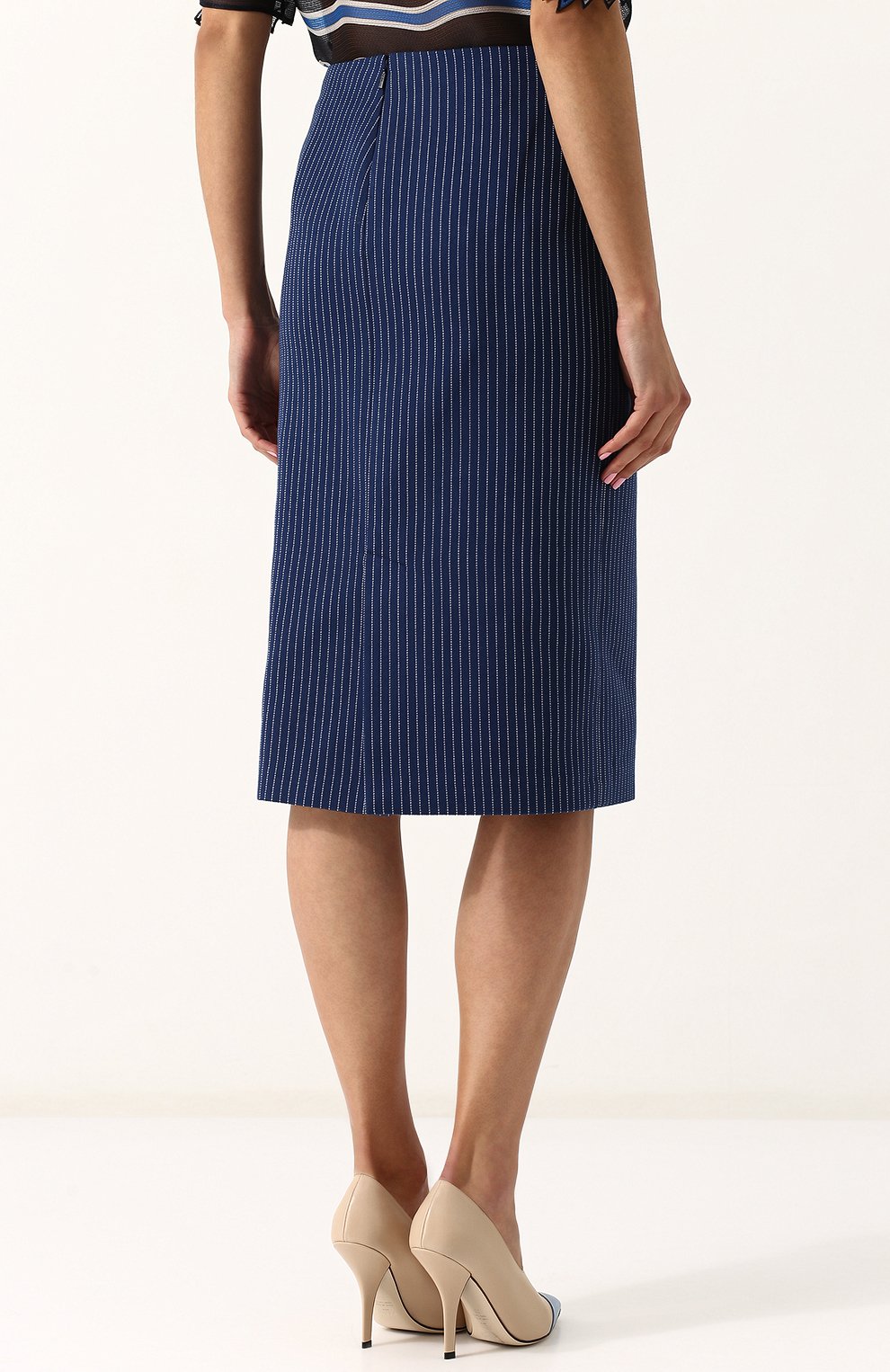 Хлопковая юбка-миди в полоску FENDI, арт. FQ6734 A3BF, фото 4