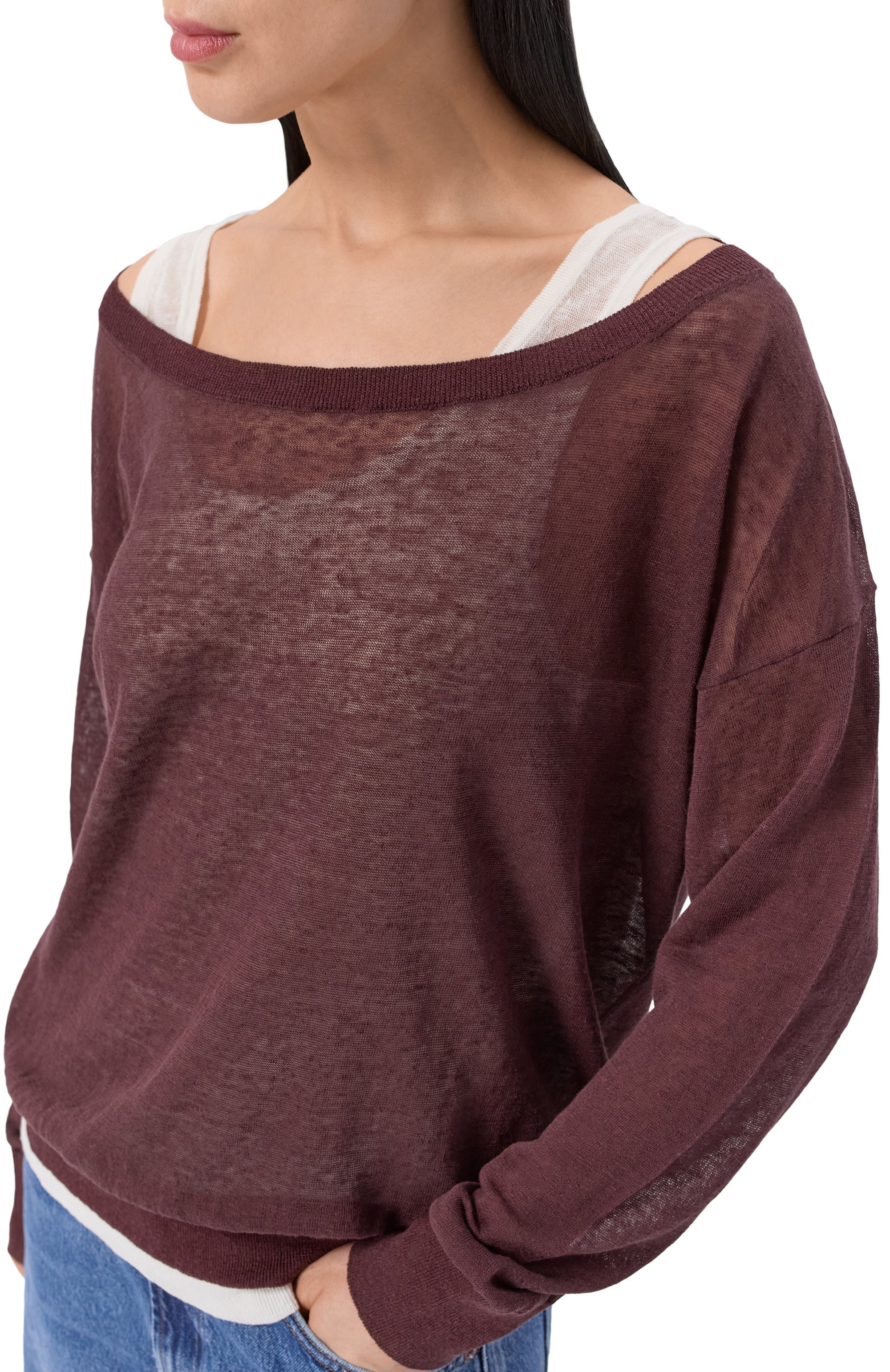 Пуловер изо льна и хлопка BOSS коричневого цвета по цене 31900 руб., арт. 50562972, фото 5 Пуловер изо льна и хлопка BOSS, арт. 50562972, фото 5