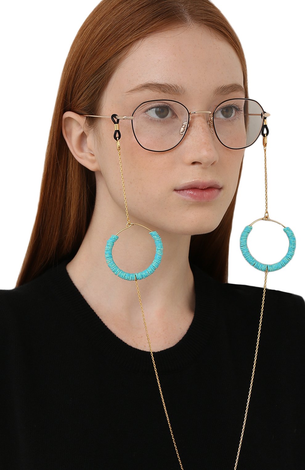 Цепочка для очков FRAME CHAIN, арт. CANDY P0P TURQU0ISE IN YELL0W G0LD, фото 2