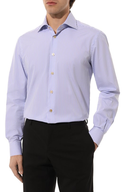 Хлопковая сорочка Kiton UCIH06143 Голубой  UCIH06143 Фото 3
