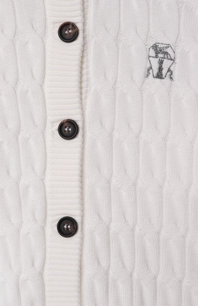 Хлопковый кардиган BRUNELLO CUCINELLI белого цвета по цене 68400 руб., арт. B19M19906A, фото 3 Хлопковый кардиган BRUNELLO CUCINELLI, арт. B19M19906A, фото 3