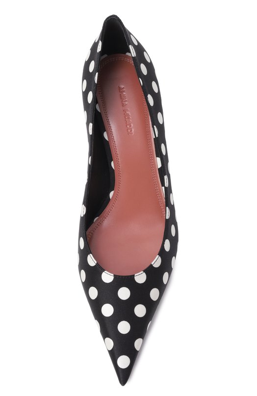 Атласные туфли Barbara 55 Amina Muaddi BARBARA PUMP 55/SATIN Чёрно-белый  BARBARA PUMP 55/SATIN Фото 6