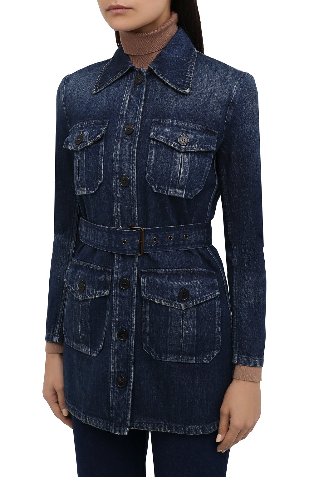 Джинсовая куртка SAINT LAURENT темно-синего цвета по цене 115500 руб., арт. 659619/Y30AD, фото 3 Джинсовая куртка SAINT LAURENT, арт. 659619/Y30AD, фото 3